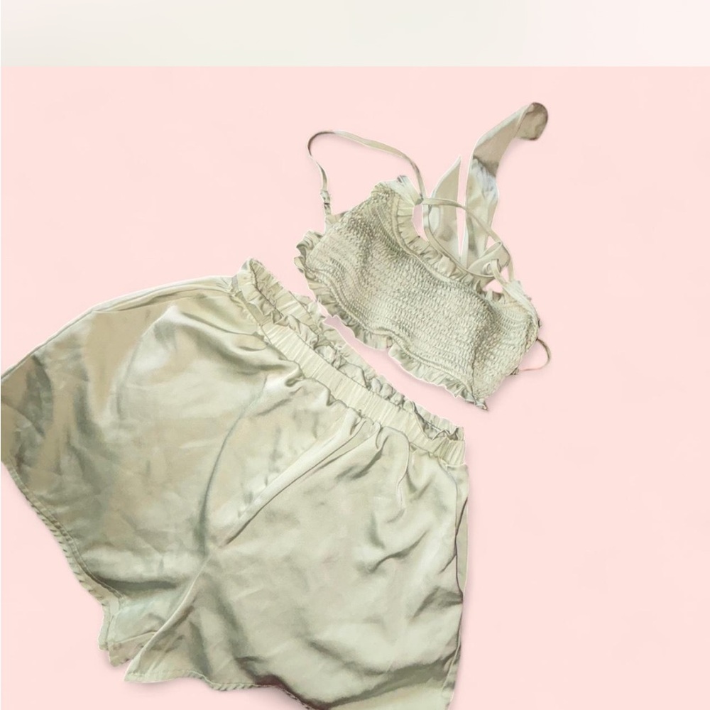 Satin green 2 piece set